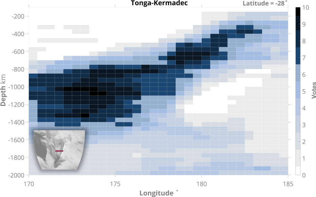 Seismic tomography VoteMap (Shephard et al., 2017) analysis of the Tonga-Kermadec SZI event.